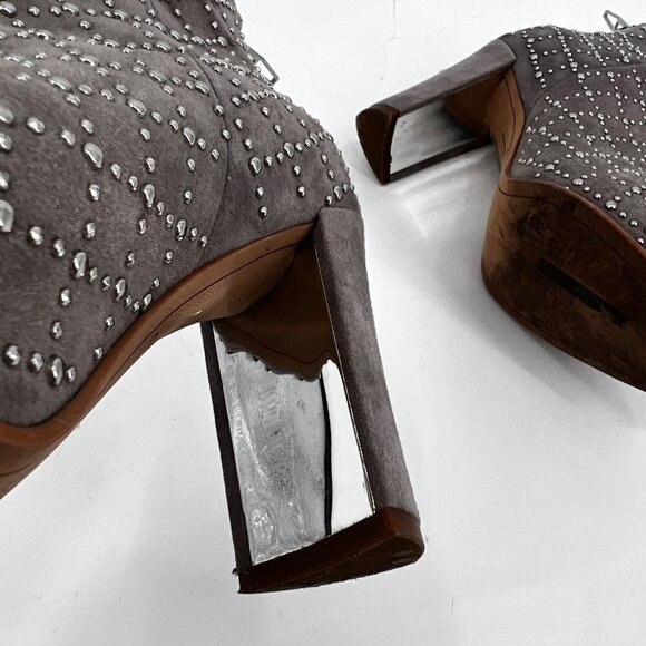 Dolce Vita Gray‎ Studded Block Heel Ankle Booties Mirror SAMPLE - Picture 6 of 10